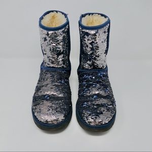 Silver and Blue Sequin UGG Boots size 8
